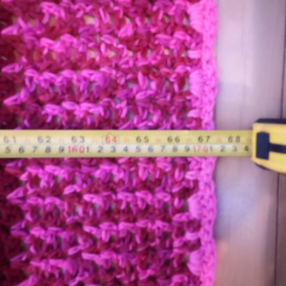 Handmade 67"x 80" Hot Pink Burgundy & Pink Mix Crochet Afghan / Throw - Picture 2 of 4